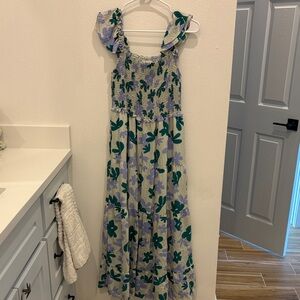 THML Floral Maxi Dress - Green and Purple